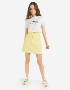 Жёлтая юбка-трапеция с карманами Gloria Jeans