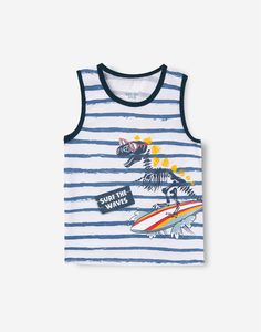 Полосатая майка с динозавром для мальчика Gloria Jeans