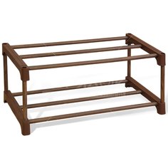 Полка для обуви прямоугольная 2 секции Sheffilton SHT-SR3-P ПЛТ-166, коричневый/венге, 60х27х31см