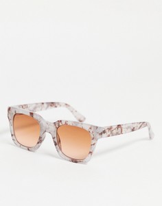 Женские круглые солнцезащитные очки в мраморной оправе Jeepers Peepers-Прозрачный
