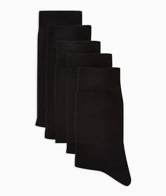 Набор из 5 пар однотонных черных носков Topman-Черный цвет