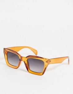 Пластиковые квадратные солнцезащитные очки имбирного цвета со скошенными краями Topshop-Оранжевый цвет