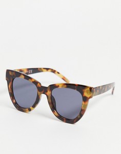 Массивные квадратные солнцезащитные очки в черепаховой оправе с синими стеклами Topshop-Коричневый цвет