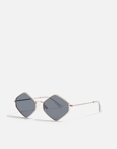 Солнцезащитные очки абстрактной формы в металлической оправе Topshop-Золотистый