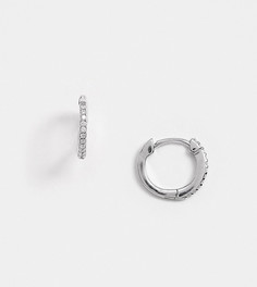 Эксклюзивные объемные серьги-кольца диаметром 10 мм из стерлингового серебра с фианитами Kingsley Ryan-Серебристый