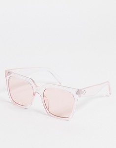 Квадратные солнцезащитные очки розового цвета в крупной оправе из переработанных материалов ASOS DESIGN-Розовый цвет