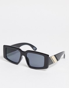 Черные квадратные массивные солнцезащитные очки с металлической отделкой на дужках ASOS DESIGN Recycled-Черный цвет