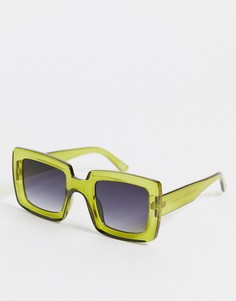 Солнцезащитные очки в массивной квадратной оправе в стиле 70-х зеленого цвета ASOS DESIGN Recycled-Зеленый цвет