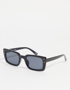 Черные квадратные солнцезащитные очки в оправе среднего размера из переработанного материала с металлическими заклепками ASOS DESIGN-Черный цвет
