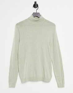 Светло-зеленый хлопковый джемпер-водолазка ASOS DESIGN-Зеленый цвет