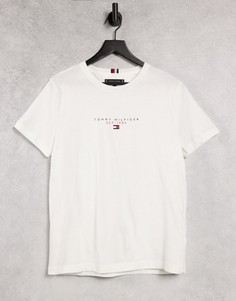 Белая футболка с логотипом в виде флага по центру Tommy Hilfiger Essential-Белый