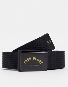 Черно-золотистый тканый ремень с логотипом Fred Perry-Черный цвет