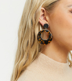 Позолоченные серьги в форме плоских колец с черепаховым принтом Pilgrim-Золотистый