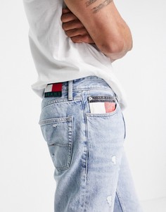 Светлые выбеленные свободные джинсы прямого кроя со рваной отделкой Tommy Jeans Ethan-Голубой