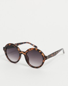 Солнцезащитные очки в круглой черепаховой оправе Vero Moda-Коричневый цвет