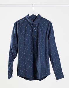 Темно-синяя узкая оксфордская рубашка Abercrombie & Fitch-Темно-синий