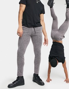 Бордовые классические брюки с узором «в елочку» ASOS DESIGN (от костюма)-Красный