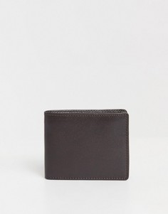 Коричневый складывающийся вдвое бумажник из сафьяновой кожи с тиснением ASOS DESIGN-Коричневый цвет