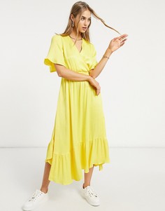 Желтое платье миди с короткими рукавами Y.A.S Roma-Желтый