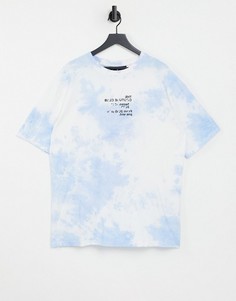 Голубая выбеленная футболка с расцветкой в виде облаков The Couture Club-Голубой