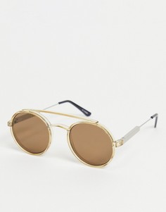 Круглые солнцезащитные очки в стиле унисекс с коричневыми стеклами в светло-коричневой оправе Spitfire Stay Rad-Коричневый цвет