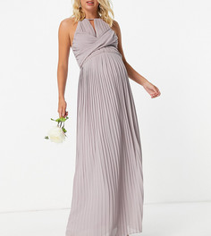 Серое плиссированное платье макси с запахом TFNC Maternity Bridesmaid-Серый