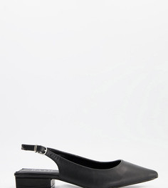 Черные туфли на плоской подошве с ремешком через пятку для широкой стопы RAID Wide Fit Kinjal-Черный