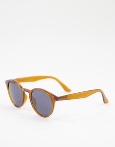 Круглые солнцезащитные очки в коричневой оправе Selected Homme-Коричневый цвет