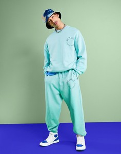 Голубой спортивный костюм в стиле oversized с логотипом от комплекта ASOS Actual Athleisure