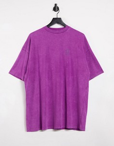 Выбеленная оversize-футболка с логотипом ASOS 4505-Фиолетовый цвет