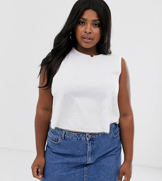 Белый свободный кроп-топ с контрастной строчкой ASOS DESIGN Curve