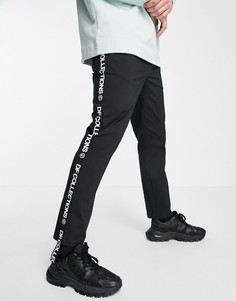 Зауженные брюки укороченного кроя с эластичным поясом и удлиненной боковой лентой ASOS Dark Future-Черный