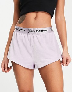 Сиреневые шорты для дома в рубчик с фирменной лентой от комплекта Juicy Couture-Фиолетовый цвет