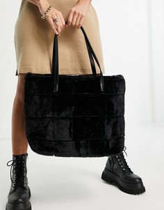 Черная сумка-тоут из искусственного меха Skinnydip-Черный цвет