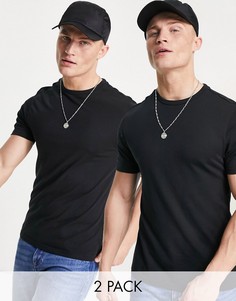Набор из 2 облегающих футболок черного цвета Another Influence-Черный цвет