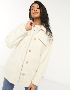 Пальто-рубашка из искусственного меха Threadbare Kaila-Белый