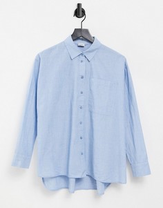 Голубая рубашка с тонкую полоску из поплина Pimkie-Голубой