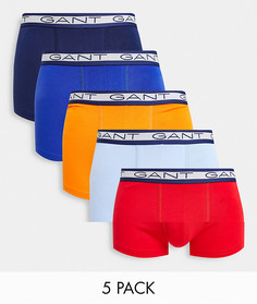 5 пар боксеров-брифов разных цветов с фирменным поясом Gant-Многоцветный