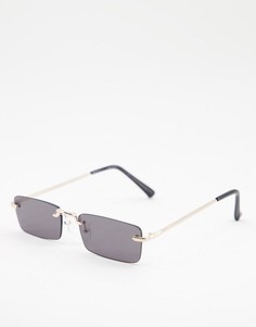 Узкие солнцезащитные очки без оправы с черными прямоугольными стеклами New Look-Черный цвет