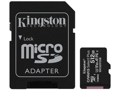 Карта памяти 512Gb - Kingston Canvas Select Plus MicroSDXC UHS-I Class U3 V30 A1 SDCS2/512GB с переходником под SD