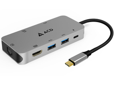 Док-станция ACD Fusion C108 USB-C - 3xUSB3.0/HDMI/LAN/SD/mSD/PD-90W ACD-C108-PAL