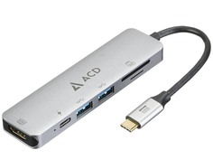 Док-станция ACD Fusion C106 USB-C - 2xUSB3.3/HDMI/SD/mSD/PD-60W ACD-C106-PAL