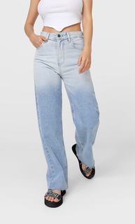 Stradivarius Джинсы Прямого Кроя С Эффектом Деграде Синий С Эффектом Потертости 42