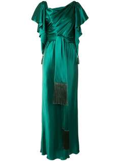 Dolce & Gabbana длинное платье с рукавами-кейпом и поясом