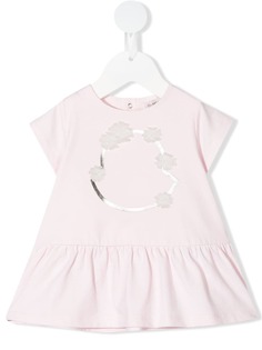 Moncler Enfant платье с логотипом и цветочной аппликацией