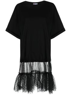 RED Valentino платье-футболка со вставкой из тюля