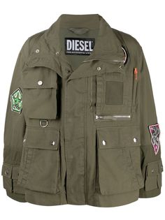 Diesel куртка в стиле милитари с нашивками