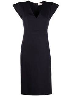 Alexander McQueen приталенное платье с V-образным вырезом