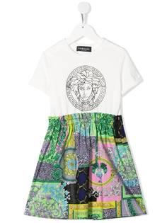 Versace Kids пальто в технике пэчворк с логотипом