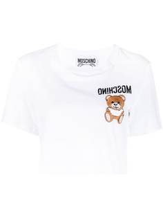 Moschino укороченная футболка с вышивкой